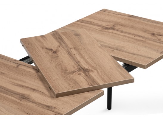 Стол раскладной Денвер Лофт 120(160)х75х75 25 мм дуб вотан / матовый черный в Каменске-Уральском