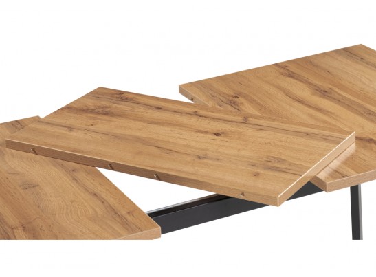 Деревянный стол Колон Лофт 120(160) х 75 черный матовый / дуб крафт золотой в Каменске-Уральском