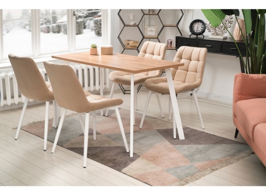 Деревянный стол Тринити Лофт 140х80 дуб крафт золотой / белый матовый в Каменске-Уральском