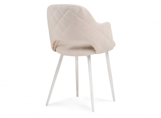 Стул на металлокаркасе Гутрид прошивка ромбы сзади бежевый / белый каркас в Каменске-Уральском