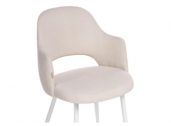 Стул на металлокаркасе Гутрид прошивка ромбы сзади бежевый / белый каркас в Каменске-Уральском