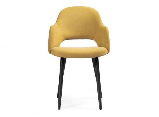 Стул на металлокаркасе Гутрид прошивка ромбы сзади горчичный / черный каркас в Каменске-Уральском
