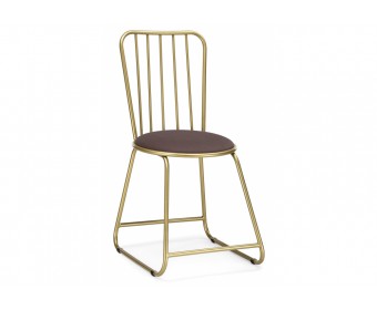 Стул на металлокаркасе Лирион какао велюр / золото