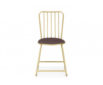 Стул на металлокаркасе Лирион какао велюр / золото