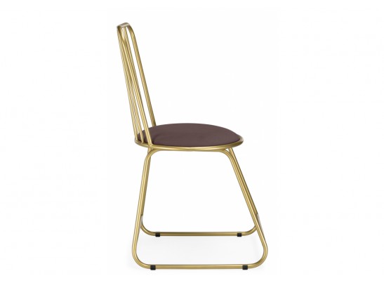 Стул на металлокаркасе Лирион какао велюр / золото в Каменске-Уральском
