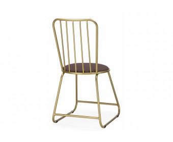 Стул на металлокаркасе Лирион какао велюр / золото