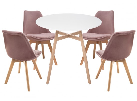 Обеденная группа Арги 80 light purple / white / wood в Каменске-Уральском
