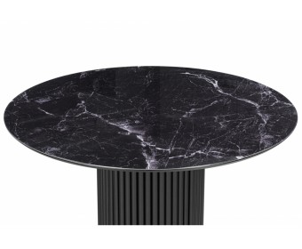 Стеклянный стол Барел 110 черный мрамор / черная пленка / черный