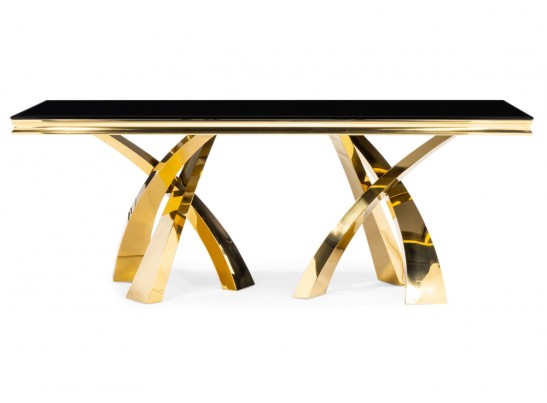 Стеклянный стол Komin 2 черный / золото в Каменске-Уральском