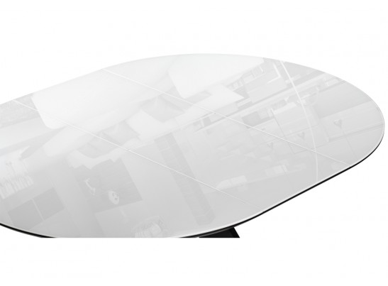 Стеклянный стол Рикла 110(150)х110х76 белый / черный в Каменске-Уральском