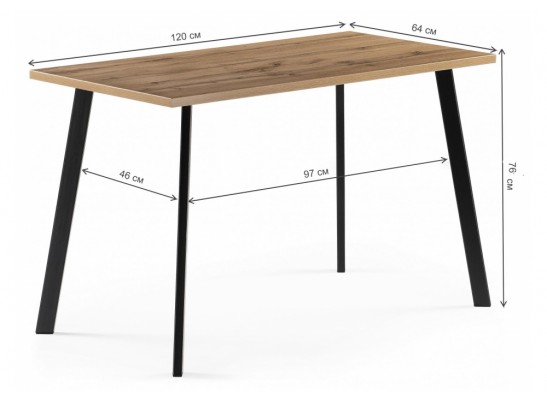 Стол Тринити Лофт 120 дуб крафт золотой / черный матовый в Каменске-Уральском