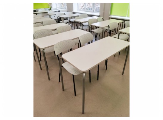 Деревянный стол SHT-T35 70/50 белый матовый / хром лак в Каменске-Уральском