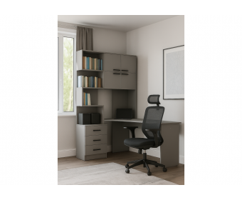 Компьютерный стол Эльброни правый шиншилла серая