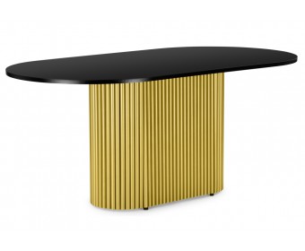 Деревянный стол Барон О 160 х 90 черная пленка шагрень / золотые ноги