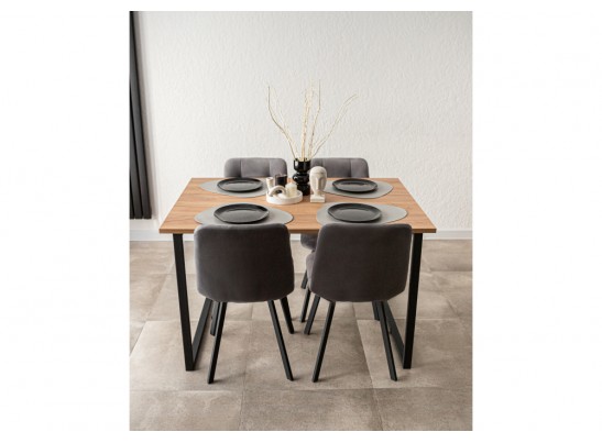 Деревянный стол Лиман 117 х 77 дуб крафт золотой / черный матовый в Каменске-Уральском