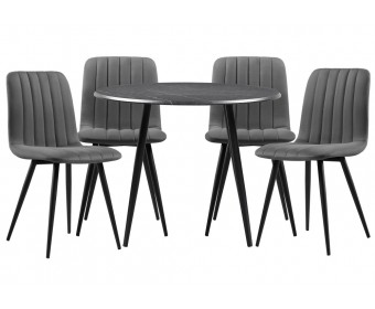 Обеденная группа Гегакан мрамор черный / черный матовый