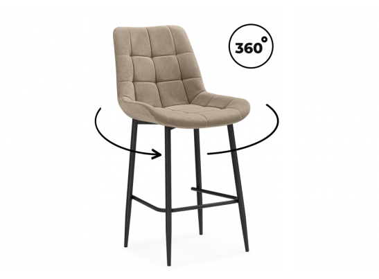 Полубарный стул Стронг вращающийся латте велютто 08 / черный каркас в Каменске-Уральском