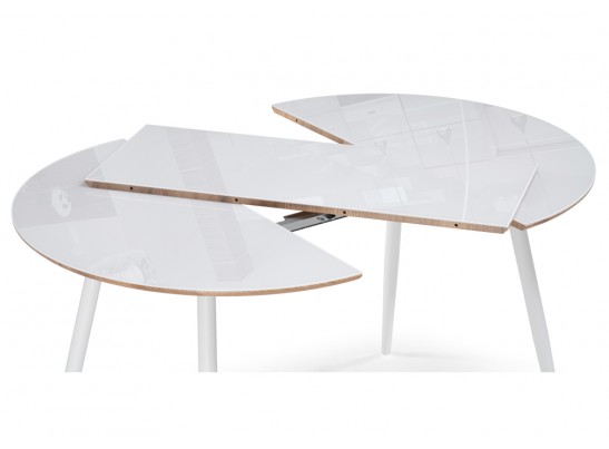 Стеклянный стол Абилин 100(140)х100х76 ультра белое стекло / дуб вотан / белый матовый в Каменске-Уральском