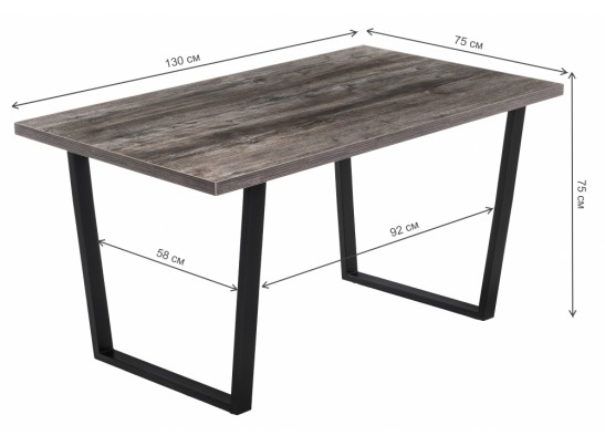 Стол Эльпатия 130х75х75 дуб рошелье / черный матовый в Каменске-Уральском