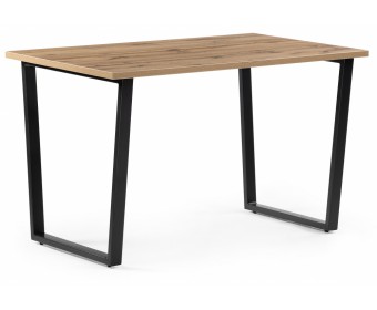 Деревянный стол Лота Лофт 140х80 черный матовый / дуб крафт золотой