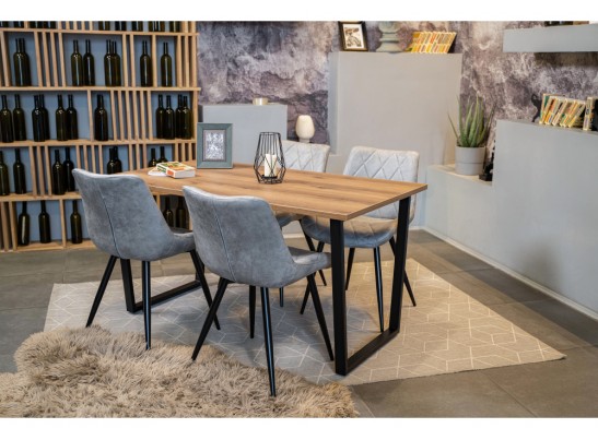 Деревянный стол Лота Лофт 140х80 черный матовый / дуб крафт золотой в Каменске-Уральском