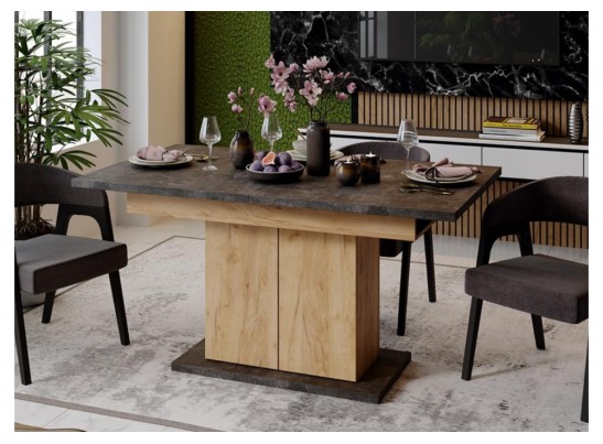 Стол на тумбе Детройт Тип 1 дуб крафт золотой / ателье темное в Каменске-Уральском