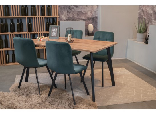 Стол Тринити Лофт 120х80 дуб делано темный / черный матовый в Каменске-Уральском