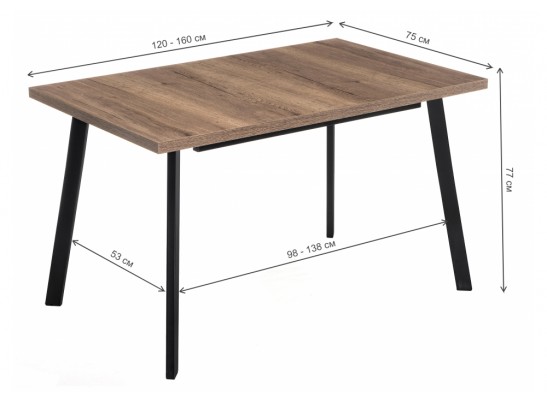 Стол Цефей дуб велингтон / черный матовый в Каменске-Уральском