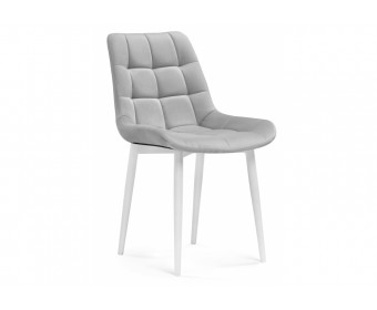 Стул на металлокаркасе Челси велюр светло-серый /  белый