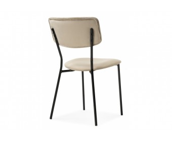 Стул на металлокаркасе Фиер серо-бежевый / черный глянец
