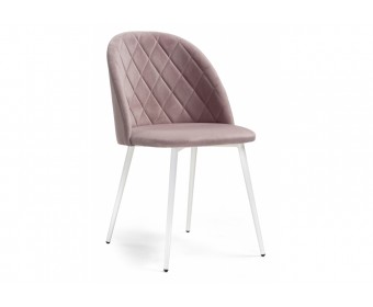 Стул на металлокаркасе Зест микровелюр розовый / белый глянец