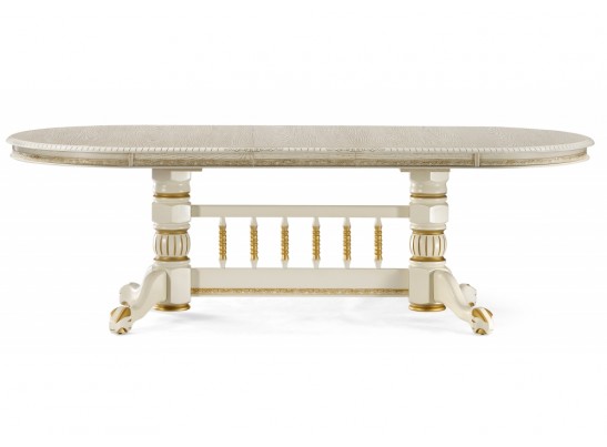 Деревянный стол Кантри 200(280)х107х79 слоновая кость / патина золото в Каменске-Уральском