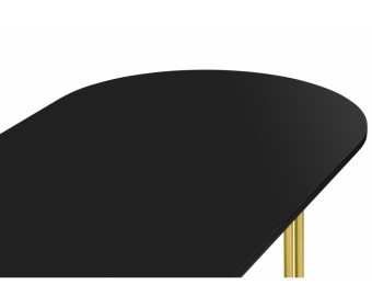 Деревянный стол Хьюго О 160 х 90 черная шагрень пленка / золотые ноги