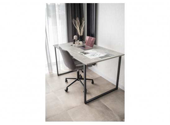 Деревянный стол Лиман 140 х 80 бетон светлый / черный матовый в Каменске-Уральском