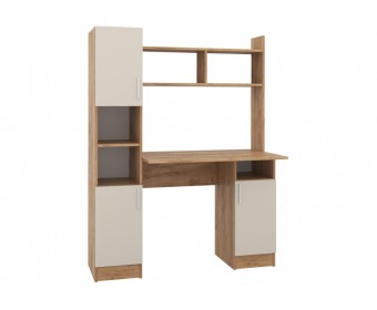 Письменный стол Бишоп 6 123х57х160 дуб крафт золотой / кашемир