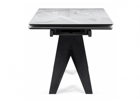 Стеклянный стол Блэкберн 140(200)х80 кристл белый мрамор / черный в Каменске-Уральском
