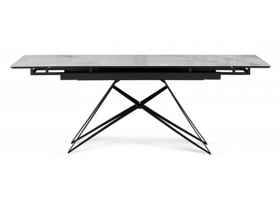 Стеклянный стол Блэкберн 140(200)х80 кристл белый мрамор / черный в Каменске-Уральском