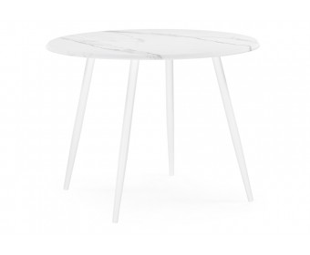 Деревянный стол Абилин 100х76 мрамор белый / белый матовый