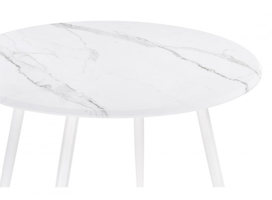 Деревянный стол Абилин 100х76 мрамор белый / белый матовый в Каменске-Уральском