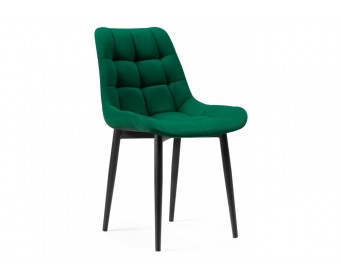 Стул на металлокаркасе Челси велюр зеленый / черный