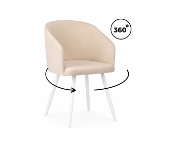 Стул на металлокаркасе Монер 360 бежевый (glory 03) / белый