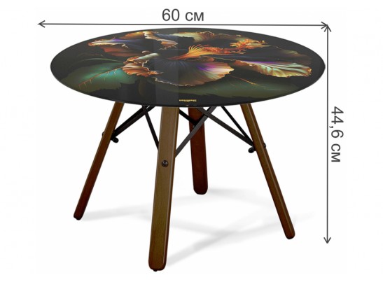 Журнальный столик SHT-S70/TT32 60 стекло / МДФ темный орех / черный муар / ночной цветок в Каменске-Уральском