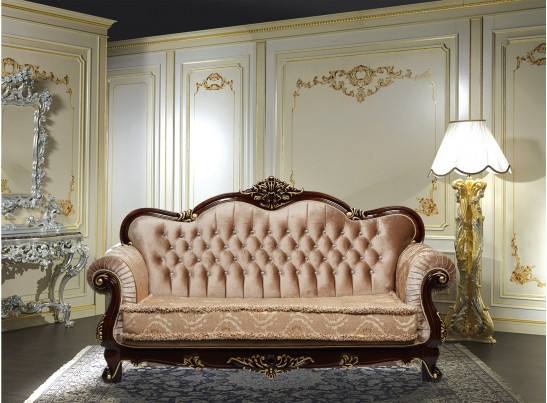 Диван трехместный Илона, орех (ткань беж)