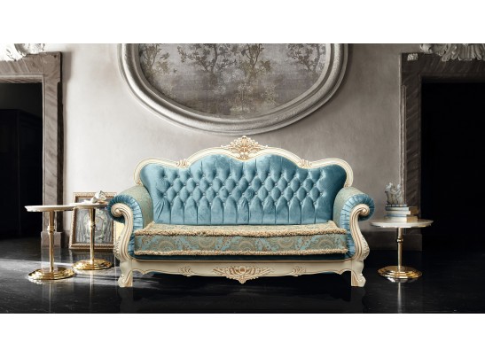 Диван трехместный Илона, крем (ткань бирюза)