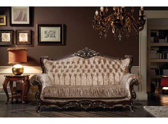 Диван трехместный Эсмеральда, орех (ткань беж)