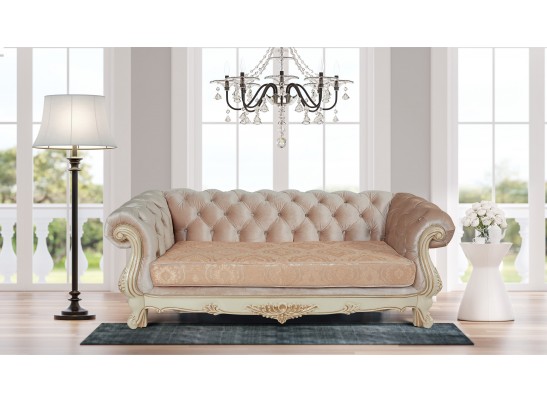 Диван раскладной трехместный Ассоль, крем (ткань золото)