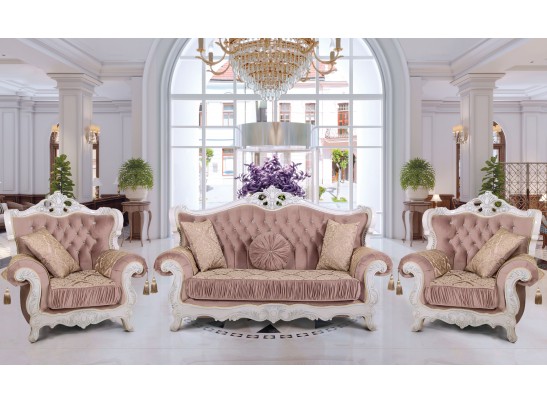 Комплект мягкой мебели Эсмеральда, белый (ткань пудра)