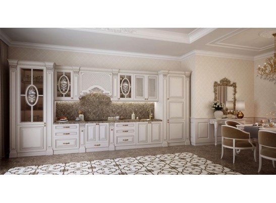 Кухня Афина 25 (4,7 м) крем/фиолетовая патина