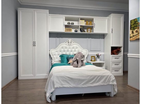 Шкаф детский 2-створчатый без зеркал Мишель, белый матовый