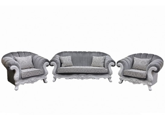 Кресло Лорена белый матовый БП (ткань: благородный серый)